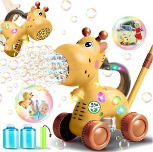 lot 12351 image: Nicmore Automatic Bubble Machine for Toddler 1-3 Giraffe Bubble Lawn Mover Outdoor Toy for 1 2 3 4 5 Year Old Boy Girl - Push or Handheld Bubble Maker Blower for Age 1-3 Kids Birthday Gifts