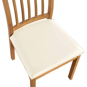 lot 12353 image: Dioxide Seat Covers Waterproof PU Leather Chair Covers for Dining Chairs,Stretch Fit Removable Chair Seat Protector Slipcovers with Elastic Band for Kitchen, Hotel(Beige, Set of 4)
