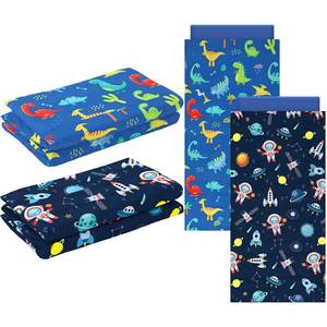 lot 12354 image: CroBlissful 2 Pcs Dinosaurs Nap Mat Cover for Boys Girls Sewn in Flap Design Blue Sleeping Kids Astronauts Nap Covers Soft Microfiber Cot Sheet for Preschool Kindergarten Daycare (Fit 45 x 19 Mat)