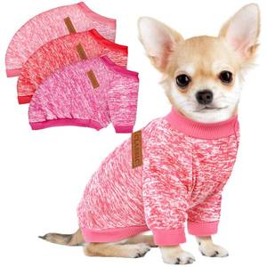 lot 12361 image: 3 Pack Dog Sweaters for Small Dogs Girl Boy Winter Fleece Clothes Warm Soft Dog Sweatshirt Outfit for Dogs Cats Pet Apparel (RoseRedPink, Small)