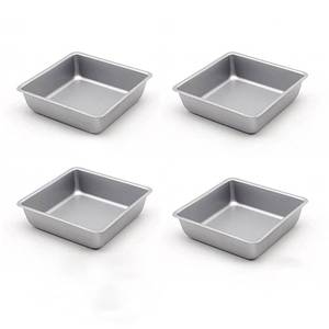lot 12373 image: Astra Gourmet Flunyina 4 Inches Non-Stick Square Cake Pans Set of 4 Carbon Steel Cake Molds for Home Daily Housewarming Wedding Birthday Party Brownie Making