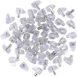 lot 12391 image: Tbestmax 5 mm Clear Shelf Support Pegs Cabinet Clips Holder Plastic Bookcase Self-Locking Pins for Kitchen Furniture Book Shelves 95 pcs