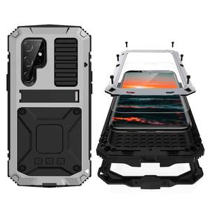 lot 12397 image: Simicoo Compatible with Samsung S22 Ultra Metal Case with Screen Protector Camera Protector Military Rugged Heavy Duty Shockproof Case with Stand Full Cover Tough case for S22 Ultra (Sliver)