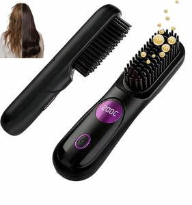 lot 12403 image: Go Brush Pro for Short Hair, 2026 Upgraded Hair Straightener Brush, Portable Cordless Straightener Brushs for Travel, Fast Heating Hair Straightener with LCD Temperature Display, Travel Gift (Black) (Used)