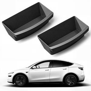 lot 13075 image: chufa Under Seat Storage Box for Tesla Model Y Juniper 2025-2026, Custom-Fit Under-Seat Organizer Bin Tray for Front & Rear Seats, Waterproof TPE Interior Accessories, 2 Pack, Black, No-Drill