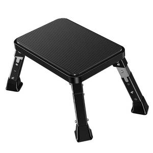 lot 13085 image: Blissfuhue Foldable RV Step Stool, Adjustable Height 6.7-9.1in,Heavy Duty Metal Step Ladder with Wide Non-Slip Platform, Portable for Camping Home Office Use,Single Step Stool Supports 500lbs��Black��