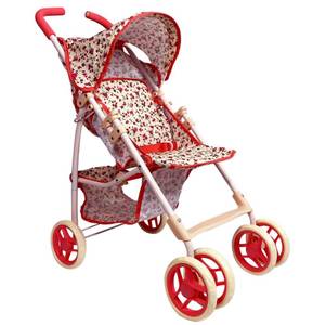 lot 13107 image: Baby Doll Stroller for Toddler Girls & Big Kids up to 8 Years Old  28 Baby Stroller for Dolls, Toy Baby Stroller with Cute Coral Floral Print, Mesh Storage Basket, Canopy, Handle Grips, Rubber Tires