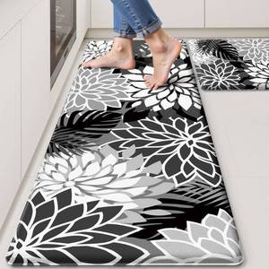 lot 14209 image: Arenarug Kitchen Mats for Floor 2PCS Cushioned Anti Fatigue Kitchen Mats Waterproof Non Slip Kitchen Mat Rug Set Comfort Foam Standing Mat for Sink, Laundry, Office, Black White
