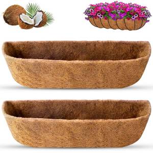 lot 14211 image: REMIAWY Coco Liners for Planters 30 Inch, 2 Packs Natural Coconut Fiber Coir Flower Basket Window Box Liners, Trough Planter Insert for Outdoor Plant Large Pots Garden Fence Decoration