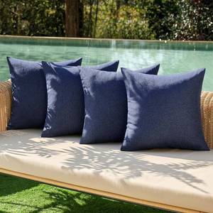 lot 14216 image: MIULEE Pack of 4 Decorative Outdoor Throw Pillow Covers Linen Waterproof Pillow Covers Farmhouse Cushion Cases for Patio Garden Tent Balcony Couch Sofa 18x18 inch Navy