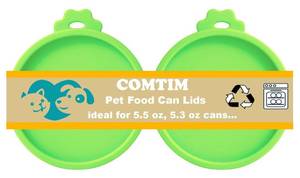 lot 14224 image: Comtim Cat Food Can Covers Lids for 5.5 oz Cans, 2 Pack Silicone Cat Food Can Lids for 5.5 oz 5.3 oz Cans...Pet Food Can Covers Reusable Can Toppers Savers for Wet Food (Blue)