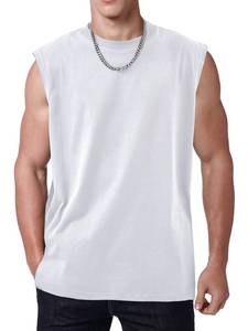 lot 14227 image: SnowElve Mens Workout Tank Tops Sleeveless Tee Shirts Men Muscle Shirt Gym Cotton T Shirts Running Beach Loose Fit Tee��A-White,XL