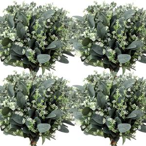 lot 14233 image: Janinka Mixed Eucalyptus Leaves Stems Bulk with White Seeds Artificial Silver Dollar Leaves Sprays Faux Oval for Wreath Garland Floral Bouquets Arrangement Wedding Greenery Decoration (20 Pcs)