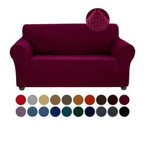 lot 14262 image: Joccun Christmas Stretch Loveseat Couch Cover Slipcover, 1-Piece Sofa Cover for 2 Cushion Couch Spandex Jacquard Washable Furniture Protector Cover for Living Room,Kids,Pets��Loveseat,Burgundy��