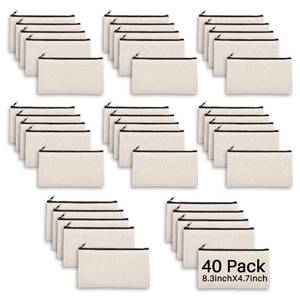lot 14264 image: Cruleen 40 PCs Blank canvas Zipper Pouch, Makeup Bags Bulk Pencil Pouch with Sturdy Zipper��Multi-Purpose DIY Crafts Toiletry Canvas Bags Case for Sublimation, Stationery & Cosmetic Storage (8.3x4.7)