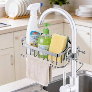 lot 14273 image: OSOVGO Sink Sponge Holder, Soap Holder Shower, Sink Drying Rack, Soap Container, Bathroom Organizers, Sponge Caddy, Kitchen Organization and Storage, Kitchen Rack, Bathtub Organizer (ROUND LEFT)