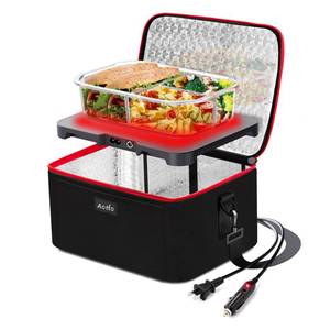 lot 14275 image: Aotto Portable Oven, Electric Lunch Box Food Heater - 12V24V110V 3-in-1 Car Food Warmer - Heated Lunch Box for Adults - Cook, Reheat & Keep Meals Warm for Car, Truck, Travel, Work, Home - Black Red