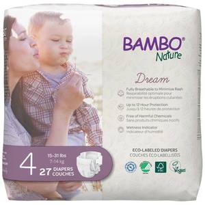 lot 14278 image: Bambo Nature Premium Eco-Friendly Baby Diapers, Size 4 (15-31 Lbs), 27 Count