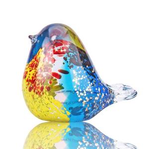 lot 14318 image: QFkris 3.5 Blown Glass Bird Figurine Handmade Art Glass Bird Crystal Paper Weight Christmas Birthday Gift Home Table Ornament Decor (N004)