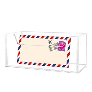 lot 14320 image: Mail Holder for Table, Acrylic Letter Holder Box for Desk or Wall Mount, Mail Organizer Countertop, Clear