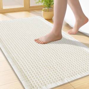 lot 18215 image: Smiry Waffle Bath Mat 24x17, Extra Soft Absorbent Bathroom Rugs, Non Slip Machine Washable Quick Dry Bath Rugs for Bathroom Floor, Tub, Shower, Home Decor Accessories, Cream