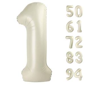 lot 18219 image: 40 Inch Cream 1 Balloon for First Birthday, 1st Number Balloons Cream Birthday Decorations for Girl Boy Kids Toddler Baby, One Giant Number 1 Balloon