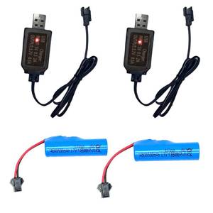 lot 18227 image: 2 Pack 3.7V 500mAh Li-ion Rechargeable Batteries with Dual Protection and USB Charger Cables, SM-2P plug Design, Universally Compatible with Various Remote Control Cars Trucks, Stunts, and RC Toys