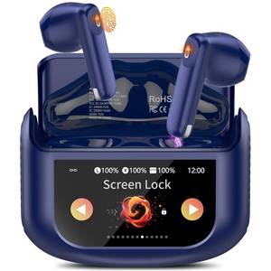 lot 18229 image: Wireless Earbuds, Bluetooth 5.4 Headphones with Multifunctional Touch Screen, 48H Hi-Fi Stereo Ear Buds with ENC Noise Cancelling Mic5 EQ Modes Earbuds, IPX7 Earphones for iOS Android Dark Blue