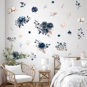 lot 18235 image: Large Black Peonies Flower Wall Stickers, sacinora DIY Peony Rose Floral Art Wall Decals Removable Vinyl Peel and Stick for Living Room Bedroom Nursery Sofa TV Background Decorations