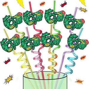 lot 18249 image: 67 Meme Reusable Drinking Straws-Funny Six Seven 6 7 Meme Gen Saint Patricks Day Party Decorations,Crazy Silly Straws for Ninja Green Turtles Birthday Green Irish St.Patrick Party Favors Supplies Gift
