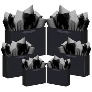 lot 18254 image: qiqee 10PCS Black Gift Bags with Ribbon Handles Mulit Assorted Sizes Gift Wide Bags (2pcs Large 13, 4pcs Medium 9.6, 4pcs Small 6.3,Tissue Paper)