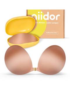 lot 18263 image: Niidor Magnetic Adhesive Bra Strapless Sticky Invisible Push up Bra for Backless Dress with Gift Storage Box Brown