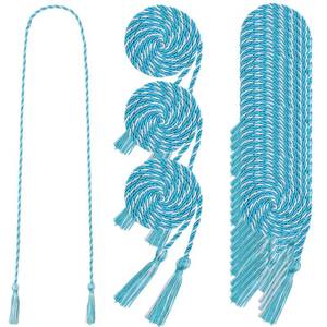 lot 19552 image: 24 pcs Graduation Honor Cords 68 Grad Braided Honor Cord with Tassel Honor Rope Grad Cords Bulk for Graduation Students Bachelor Master Doctoral Gown Grad Decor (Peacock Blue and White)