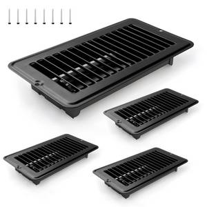 lot 19583 image: 4 Pcs 4 x 8 Floor Register Vents RV Vent Cover Heavy Duty Metal Register Vent for Mobile Home Floor Heater (Black)