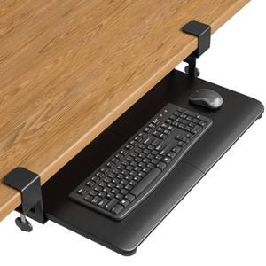 lot 19586 image: BONTEC KMT01 Under Desk Keyboard Tray, Pull-Out Keyboard & Mouse Platform with C-Clamp, 25.6 x 11.8 in Space-Saving Ergonomic Slide-Out Drawer, Black
