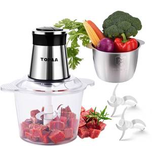 lot 19591 image: TOPAA Food Processors 2-Speed Electric Meat Grinder For Home Use Vegetable Chopper - 2 Bowls (12 Cup12 Cup) with Powerful 300W Copper Motor - Includes 2 Sets of Bi-Level Blades for FruitsMeatNuts