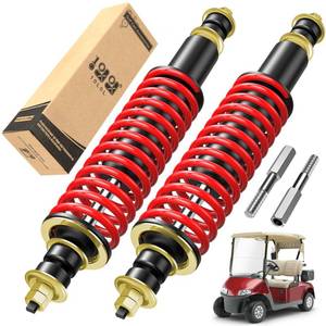 lot 19607 image: 10L0L EZGO Golf Cart Front & Rear Shock Absorber Kit with Heavy Duty Coil Springs for TXT & Medalist 1994 GasElectric, Replaces 70928-G01 76418-G01(Red, 2 Pack)