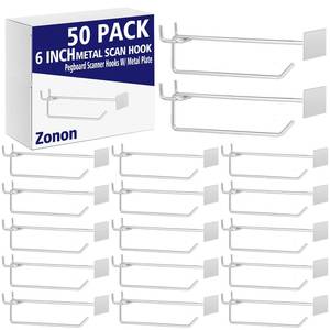 lot 19615 image: Zonon 50 Pack 6 Inch Pegboard Scanner Hooks with Label Holder Price Tag Holders Galvanized Metal Peg Board Hooks for Retail Store Shop Supermarket Display Hanging Pegboard Wall Accessories