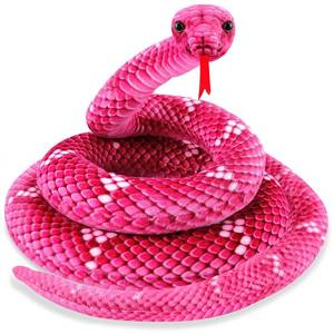 lot 19627 image: MGZTTHW Snake Plush, Stuffed Snake Animal, 71 in Large Toy Snakes for Kids, Lifelike Giant Stuffed Animals for Birthday Present Party Prank Prop (Pink)