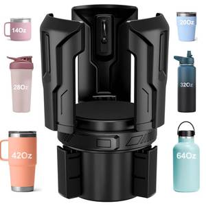 lot 20297 image: Cup Holder Expander (Adjustable Holder & Base, Auto-Fit Hold, One Button Open), Car Cup Holder Expander for Yeti, Hydro Flask, Nalgene, Owala, Bottles in 2.6- 4.8 (Black, 1 Pack)