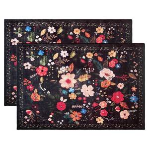 lot 20304 image: 2 Pcs Area Rugs 24 x 36 Washable Non Slip Retro Floor Mat Area Rug Absorbent Entrance Rug Distressed Front Door Mat,Welcome Mats Entryway Rug Doormats for Kitchen (Black)