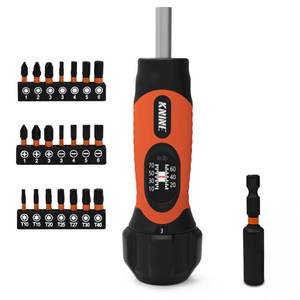 lot 20330 image: KNINE OUTDOORS Torque Screwdriver Wrench Driver Set 10-70 Inch Pounds lbs for Maintenance, 21 Hex Bits, Shaft Extension, For Tools, Bike Repairing and Mounting, Orange