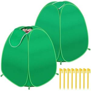 lot 20332 image: 2 Pack Plant Covers Freeze Protection, Pop Up Shrub Frost Covers for Outdoor Plants Warm Plant Protectors Tent for Winter Protecting Fruit Potted Plants and Shrub from Freezing Animals Eating(22x22x23