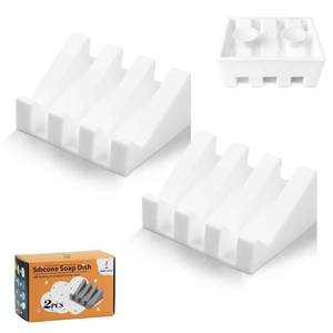 lot 20349 image: Silicone Soap Dish for Bar Soap Holder for Shower Bathroom Self Draining Waterfall Drying Tray Keep Soap Bars Dry Clean & Easy Cleaning (White, 1 only)
