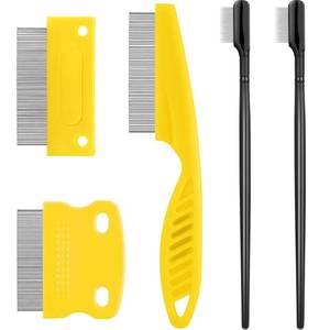 lot 20351 image: 5 Pieces Dog Eye Combs Tear Stain Remover Combs Pet Grooming Comb for Small Dogs Gently Removing Eye Mucus and Crust (Yellow, Black)