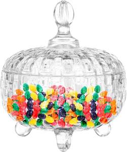 lot 20376 image: SYglass Candy Jar with Lid Crystal Glass Candy Storage Weave Design Candy Dish Bowl for Wedding Party Candy Buffet Kitchen Storage Home Decoration (NO LID)