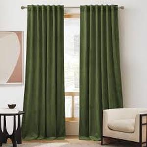 lot 4200 image: RYB Home Green Curtains 52x84 Inch 2 Panel Set