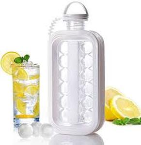 lot 14249 image: Uncork & Uncap 2-in-1 Ball Maker Ice Cube Tray & Water Bottle (White)