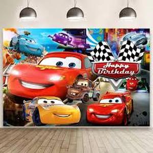 lot 20305 image: Wall Decor Backdrop for Cars Themed Birthday Decorations, Cars Themed Banner for Kids Birthday Party Supplies (5x3ft)