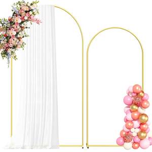 lot 865 image: Metal Arch Backdrop Stand, 7.2FT6FT Wedding Arch Frame, Gold Wedding Arch Backdrop Stand Set of 2, Balloon Arch Backdrop for Wedding Birthday Party Baby Shower Graduation Ceremony Decor - Retail $40